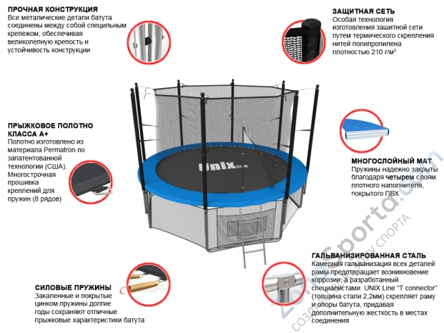 Батут Unix line 8 ft inside (Blue)