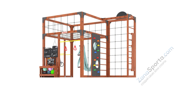 Детская площадка Савушка Куб-2 (Махагон) с гамаком для йоги