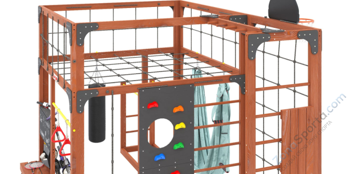 Детская площадка Савушка Куб-2 (Махагон) с гамаком для йоги
