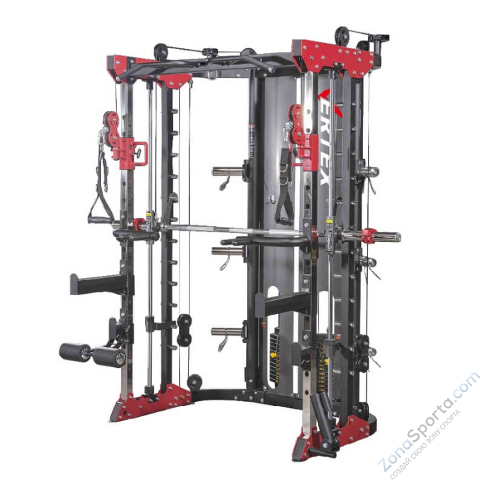 Двойная регулируемая тяга с машиной Смита и станцией для приседаний Vertex FT-109