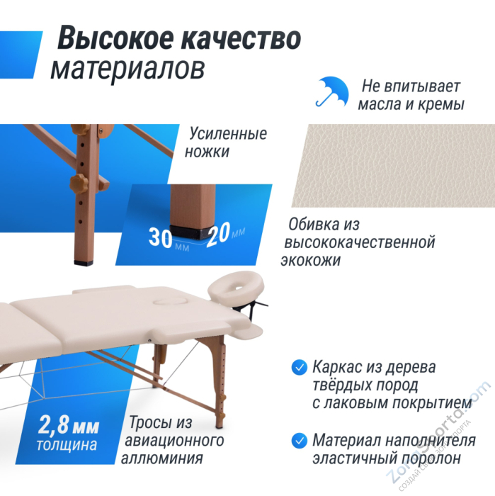 Массажный стол Unix Standard 3 Section Beige