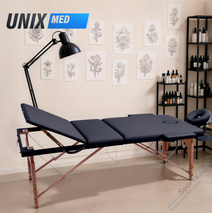 Массажный стол Unix Standard 3 Section Black