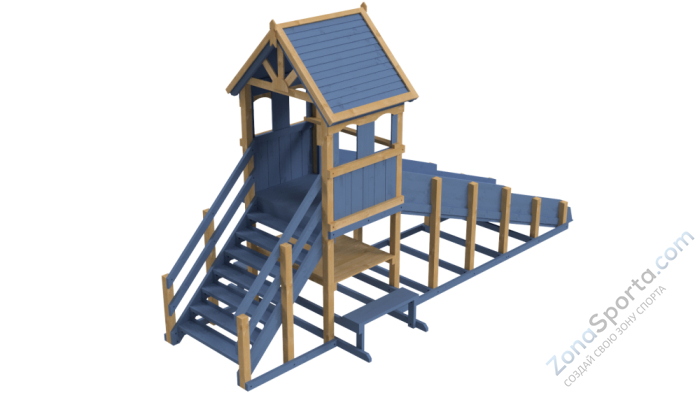 Зимняя деревянная заливная горка Теремок 1 (масло)